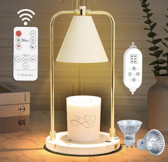 Brand New Candle Warmer lamp with Timer and Remote Control - Warm Ambiance Lighting and Wax Melting Function - Electric and Safe - Automatic Timer and