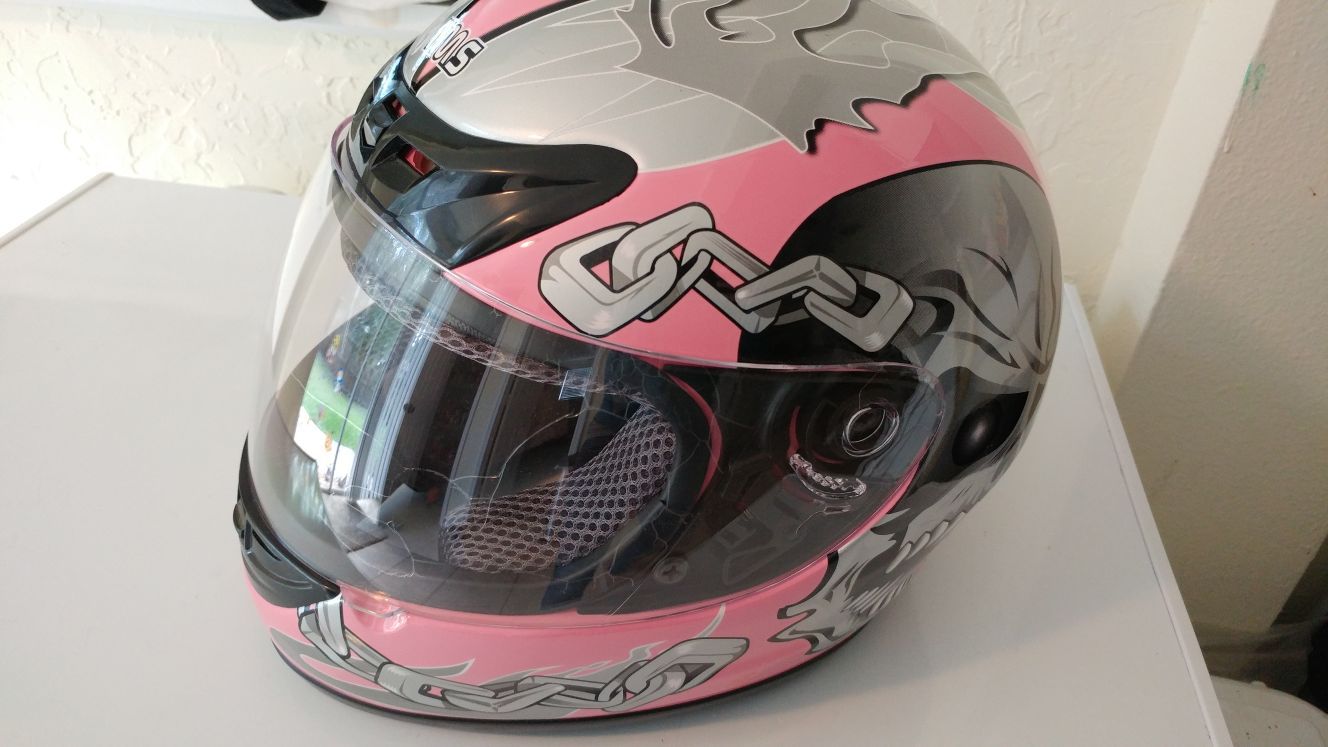 Motorcycle Helmet - Women's Pink Skull (L)