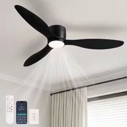Pacific Core 52 in. Smart Indoor Modern Black Ceiling Fan w/ Remote, Wall Control and Dimmable LED
