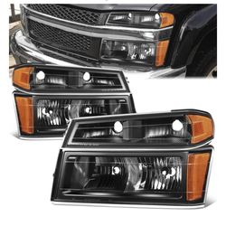 NEW - Factory Style Headlight Compatible with 2004-2012 Chevy Colorado Headlamp with Parking Light Black Housing Clear Corner GM GM GM25