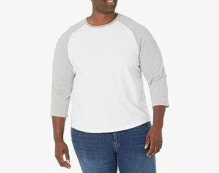 Amazon Essentials Men's Slim-fit 3/4 Sleeve Baseball T-Shirt