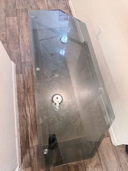 A glass tv stand