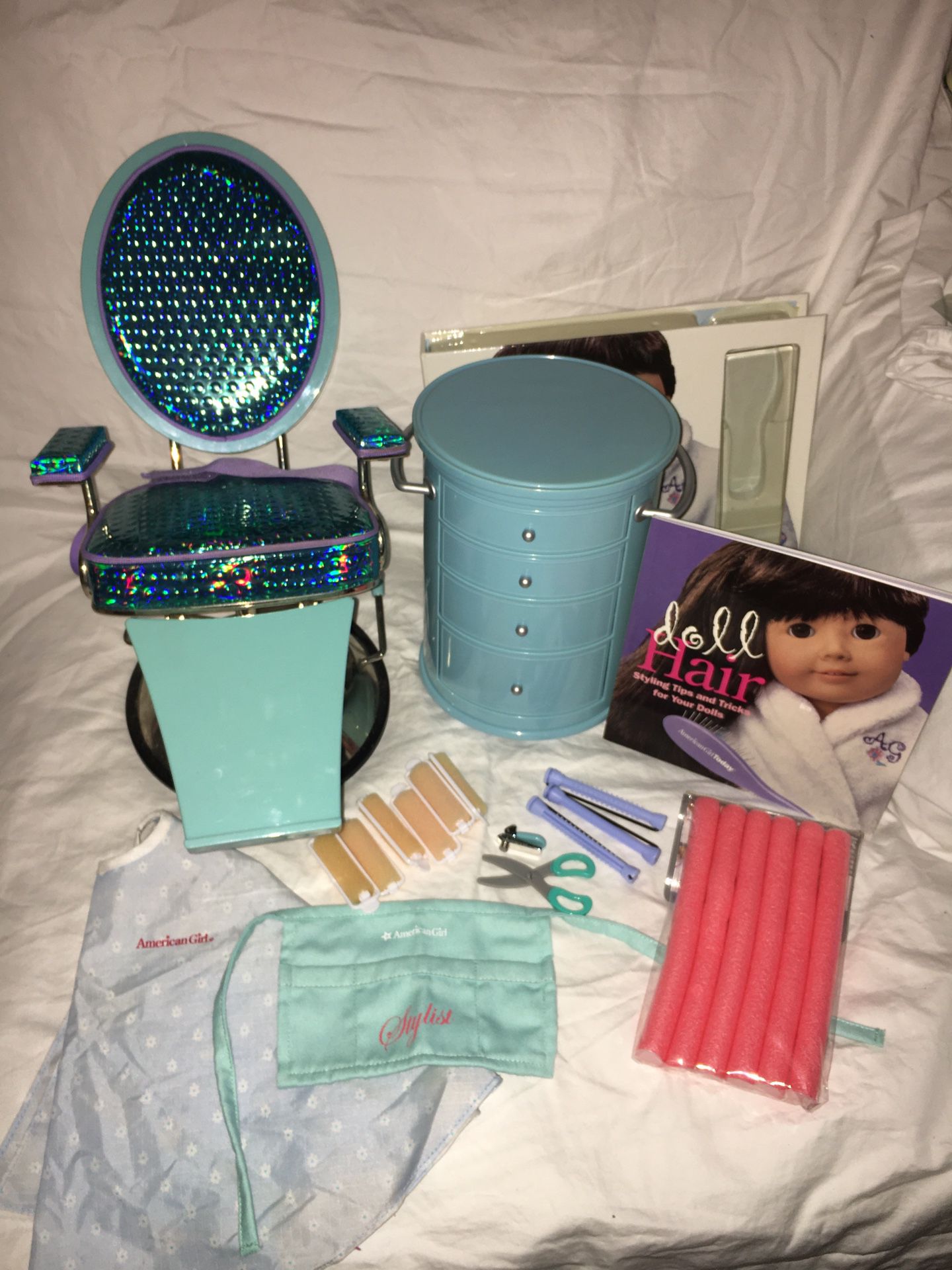 American Girl Doll Salon Chair, Caddy, and Accessories