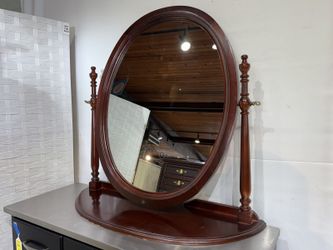 Rich Brown Oval Mirror Vanity Topper