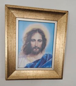 Gold Framed Jesus Christ Holy Portrait 12x14 Radiant Spiritual Wall Art