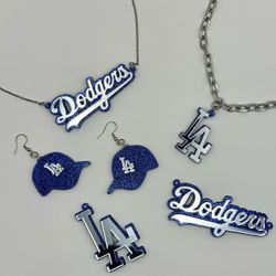 LA Los Angeles Dodgers Earrings Necklace World Series Champions 