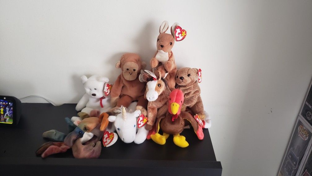 8 Vintage TY Beanie Babies β Tags Attached! - $75