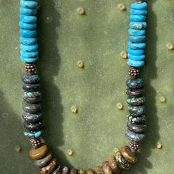Stunning Vintage Artisan-Crafted Blue Moon Turquoise Necklace 