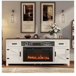 New, 80”TV stand with fireplace( scratch