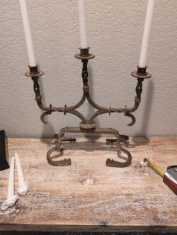 Antique Primitive Hand Forged Wrought Iron Candelabra