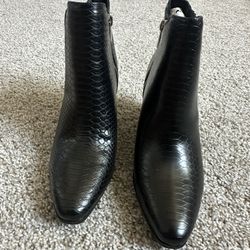 Black Snake Print Booties - Size 8