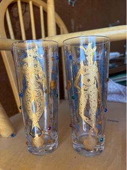 Vintage Culver Mardi Gras Jeweled Highball Glasses - Set of 8