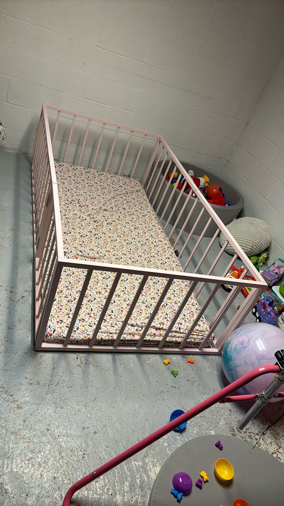 Metal Floor Bed W/ Mattress