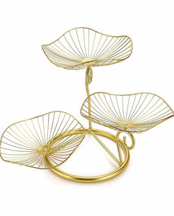 3-tier fruit stand wire basket in gold