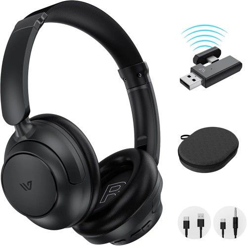 *  Tour Hybrid Active Noise Cancelling Headphones with Dongle, Wireless Over Ear Bluetooth Headphones, Bluetooth 5.4 Wired Headset with Mic, 80H Play