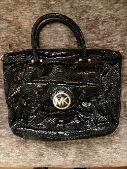 Michael Kors Black Python Top Zip Satchel