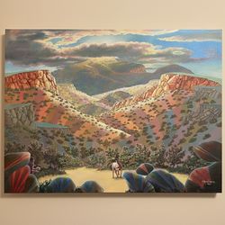Vintage American Indian Painting Signed S. David Mapes 1994 | Large 42” x 31” Original Artwork