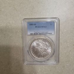 1885 O Morgan Silver Dollar.  Graded 