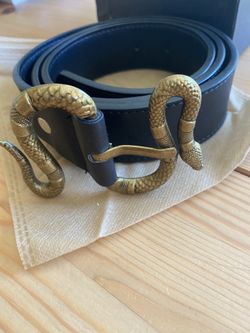 Black Leather belt with snake buckle