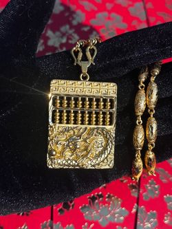 24K Gold PLATED Dragon Abacus Necklace