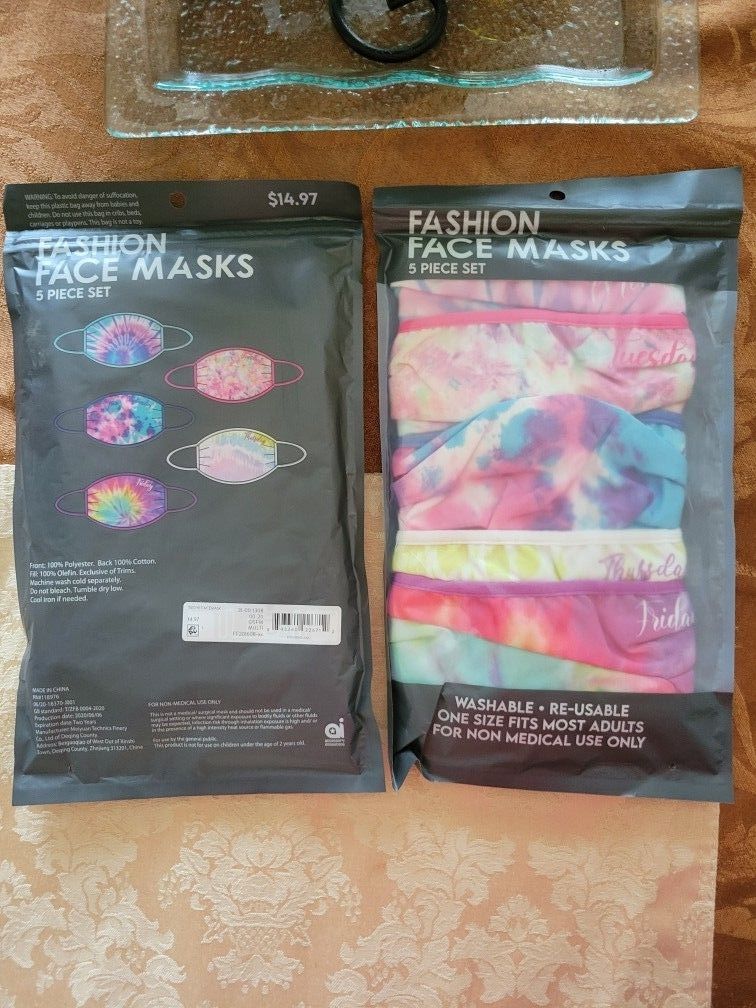 Face Masks. Tye Dye Print. 10 Masks For $10. 2 Packages Of 5.