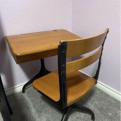 Child’s Wood Desk And Chair