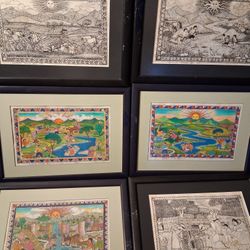 6 Signed Mexican Folk Art Prints – Matching Framed Set – $950 
