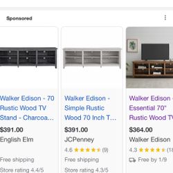 Brand New Walker Edison 70” Tv Stand Entertainment Center
