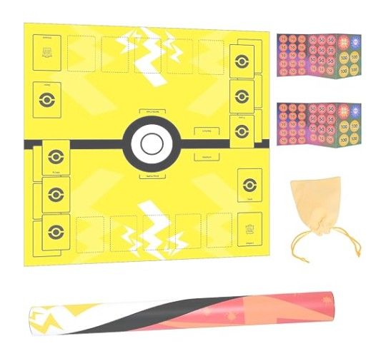 Pokémon TCG 2-Player Playmat | Yellow Design 24x24 inch TCG Battle Mat Pikachu
