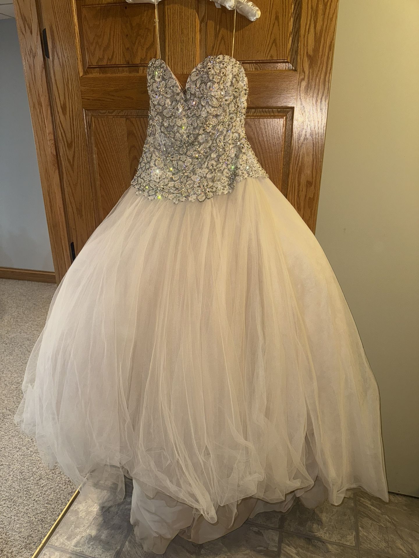 Elegant Beaded Strapless Gown allure couture c244