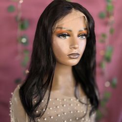 5x5 Lace Front  Straight Human Hair 18" Wig New 