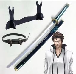 40inch Anime Bleach Katana Wooden Ninja Knife Sousuke Aizen  Cosplay Sword Real Size Japanese Katana Original Samurai Sabre Gift