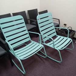 Blue Metal Rocking Chairs 