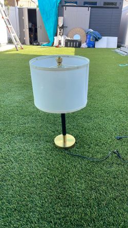 White Lamp With Black And Gold Trim 22 Inches In Height