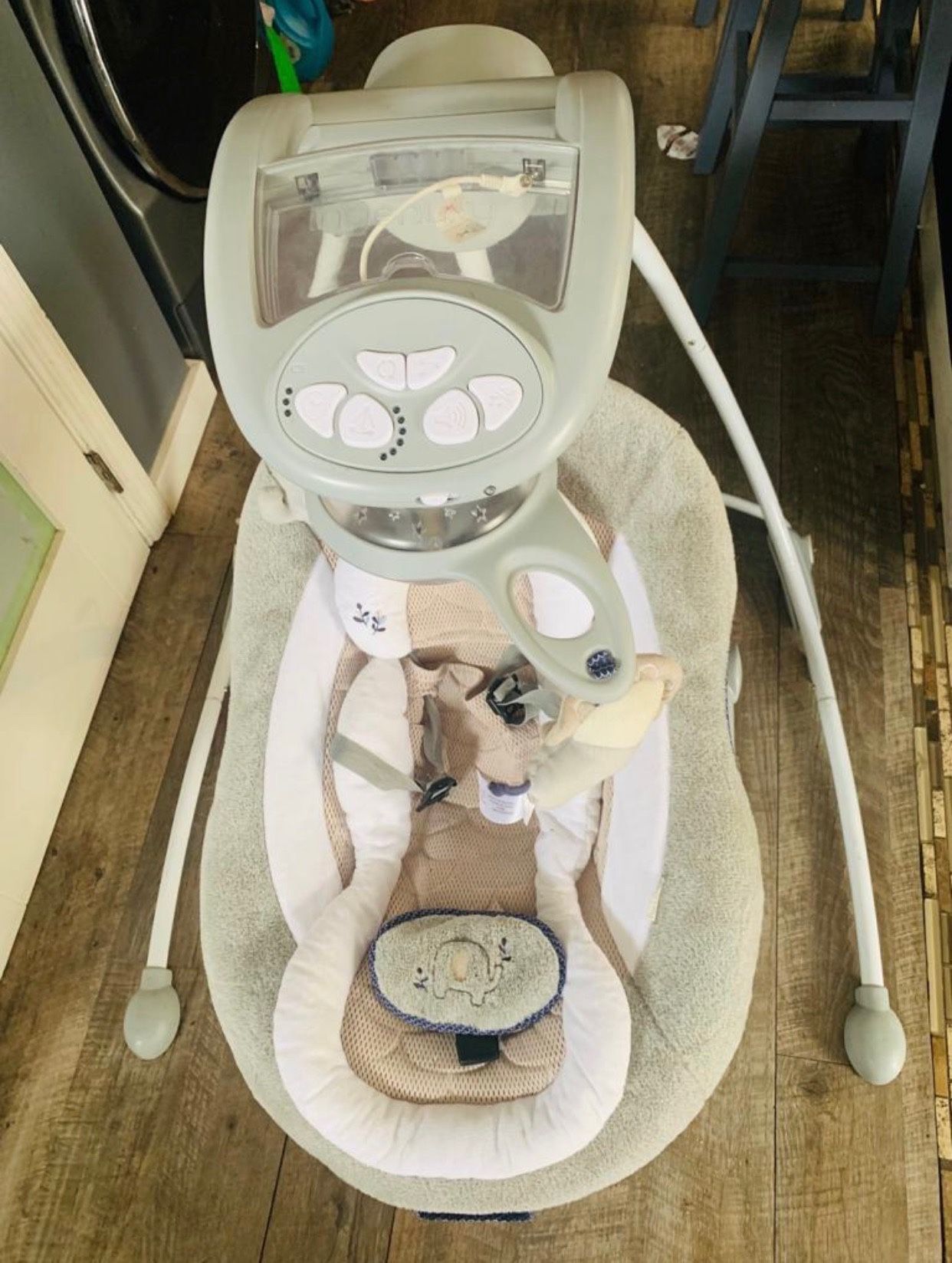 Ingenuity InLighten Baby Swing - Cool Mesh Fabric, Vibrations, Swivel Infant Seat, Nature Sounds, Light Up Motorized Mobile - Braden