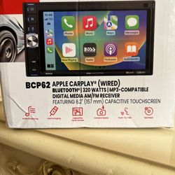 BOSS Audio Systems BCP62 Car Stereo - Apple CarPlay, Double Din, 6.2 Inch Capacitive Touchscreen, Bluetooth, No CD DVD Player, AM/FM Radio Receiver, U