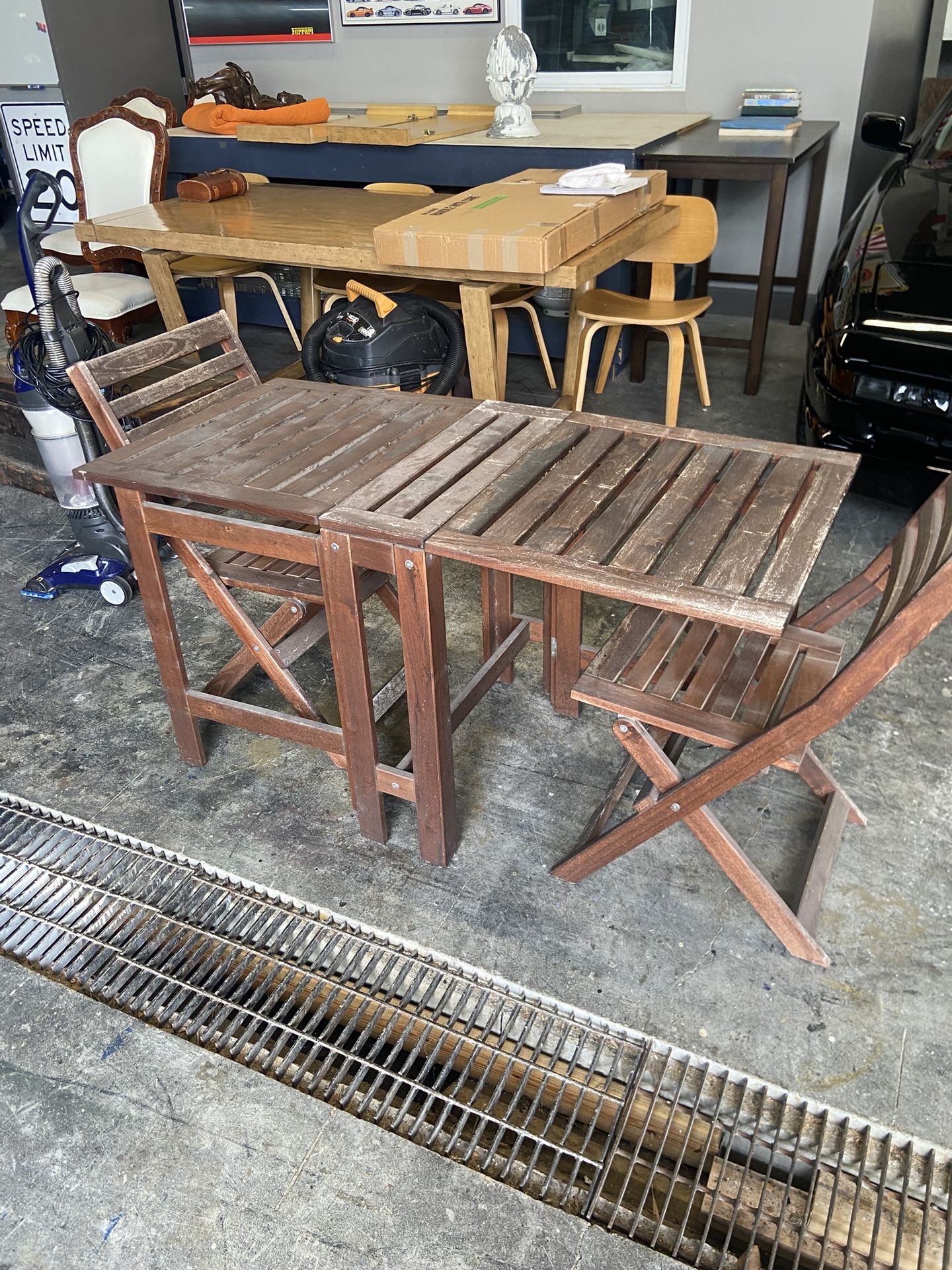 Solid Wood Folding Patio Table And Chair Set