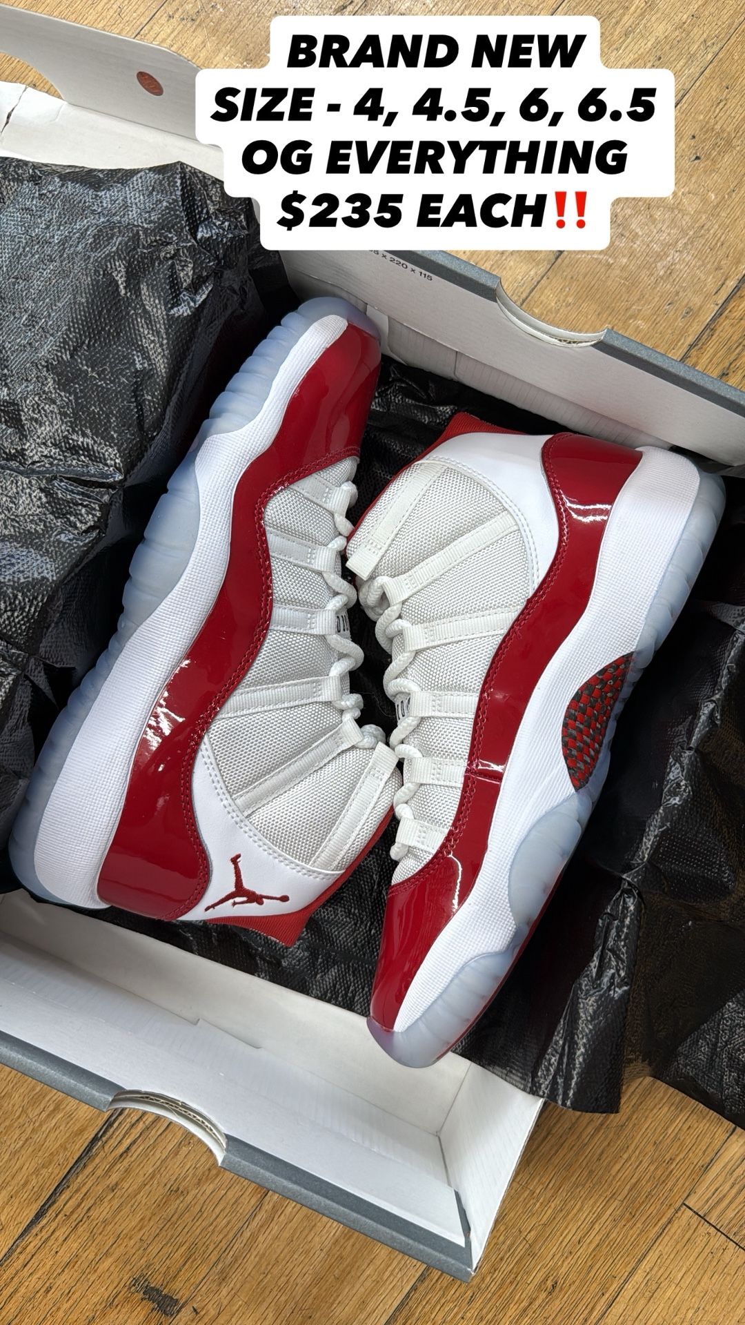 Brand New Cherry Jordan 11 Size 4,4.5,6,6.5 $235 Each!!