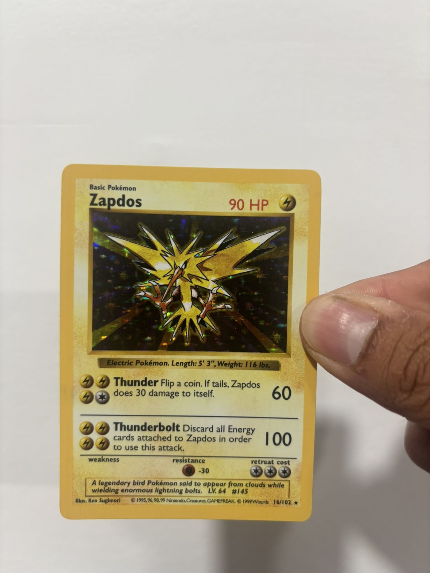 Zapdos 16/102 Holo Shadowless