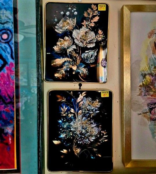 Pair of Acrylic Flowers Wall Art 8"×10"