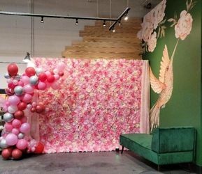 Flowers Backdrop Wall Pink