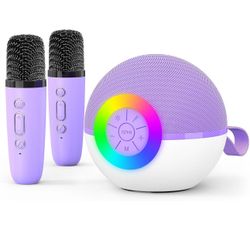 New-Mini Karaoke Machine Speaker for Kids Adults, Portable Bluetooth Microphone Song Toys with LED Light, Best Chritmas Birthday Festival Gift for 3 4