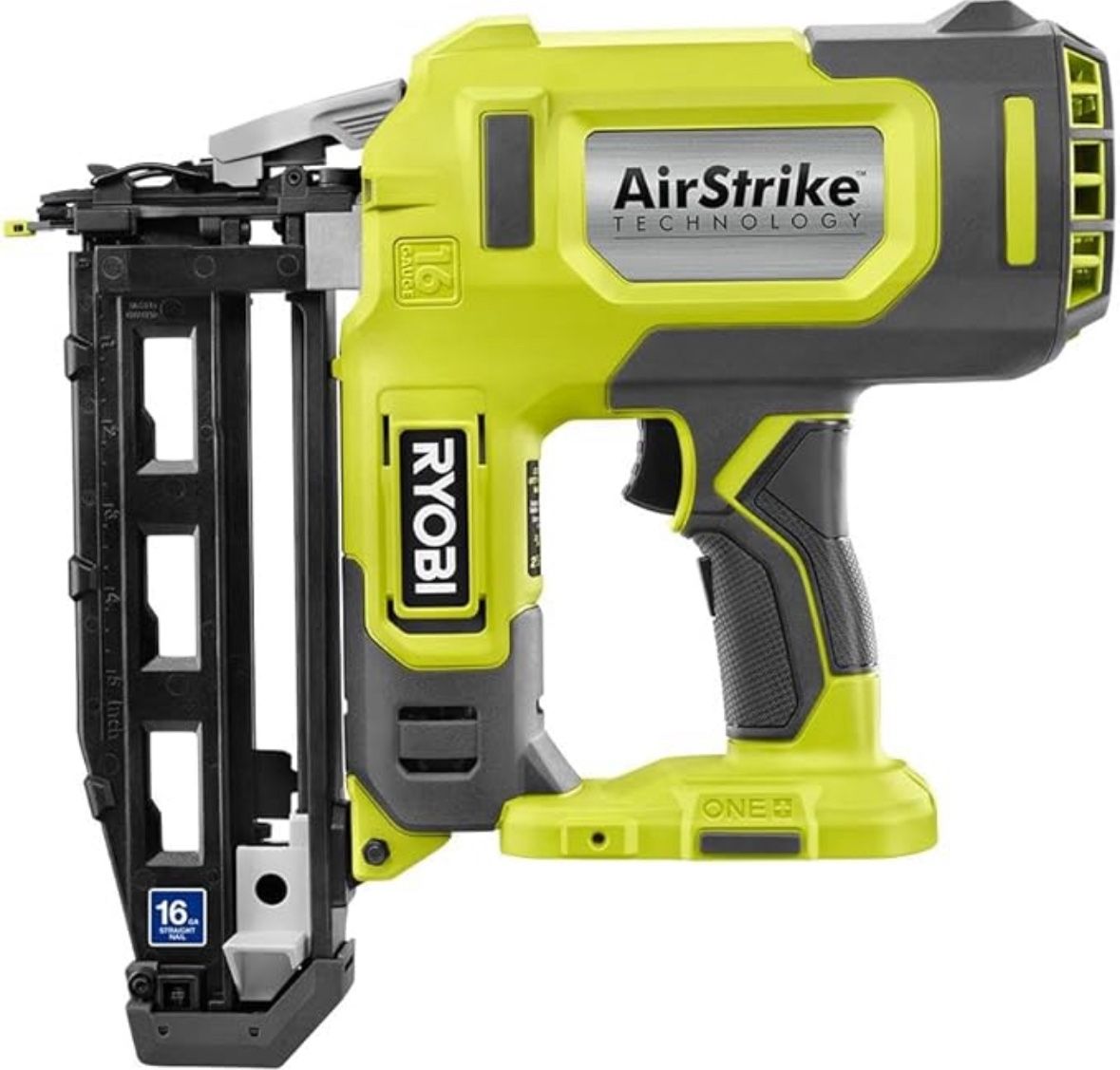 RYOBI ONE+ 18V 16-Gauge Cordless AirStrike Finish Nailer (Tool Only), P326, Green