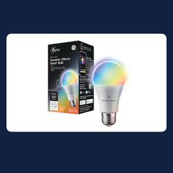 GE Cync Dynamic Effects-60- Watt EQ A19 Full Spectrum Medium Base (e-26) Dimmable Smart LED Light Bulb 