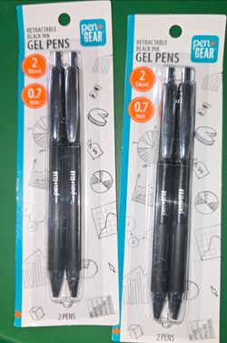 Pen+Gear Black Retractable Gel Pens 0.7mm 2-Pack – NEW