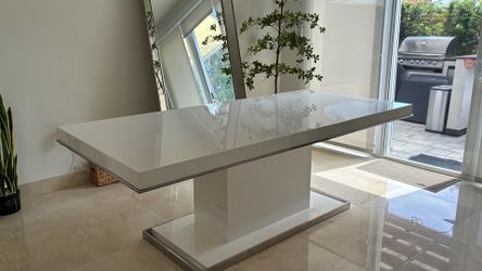 White and silver dining table