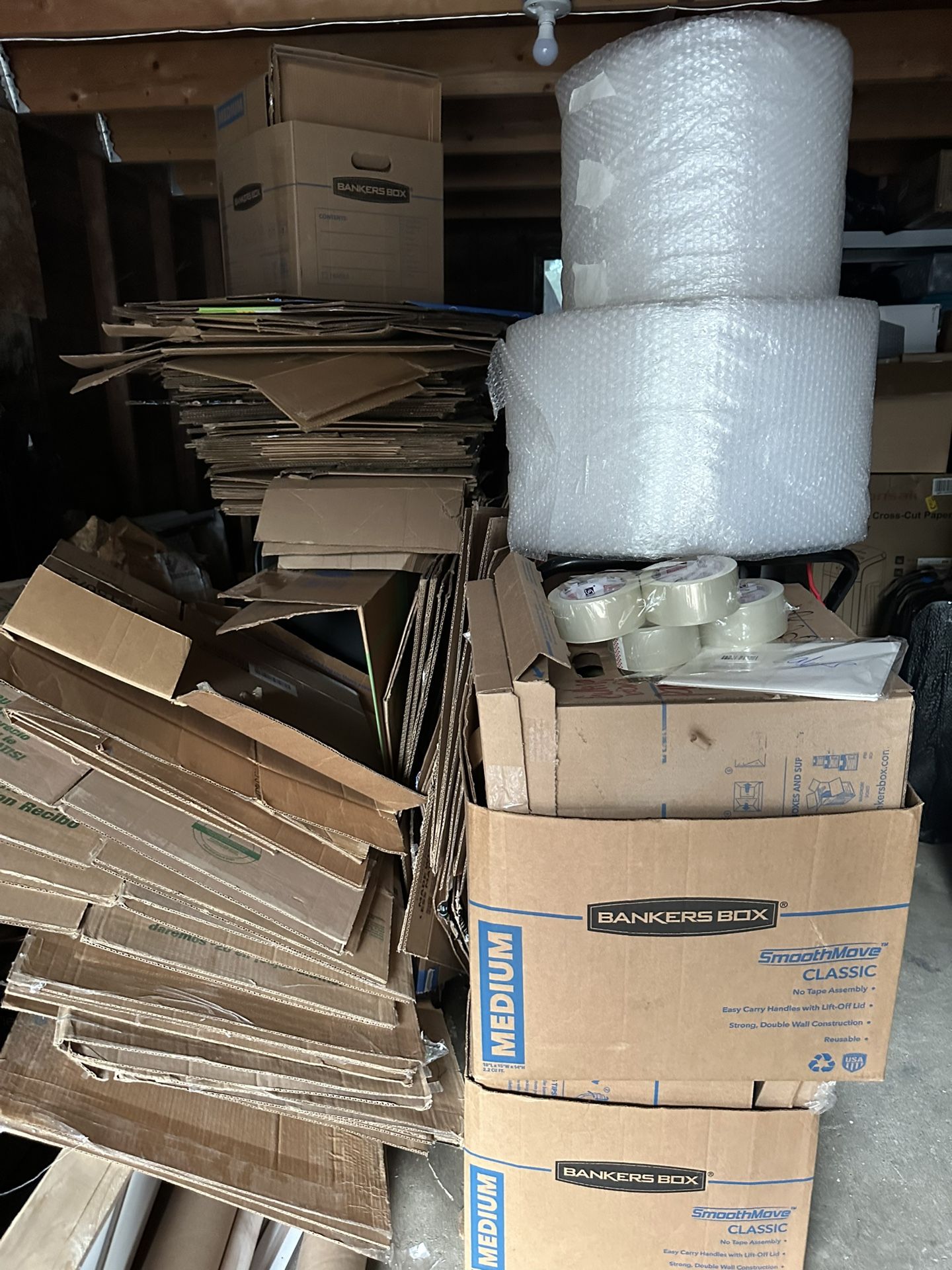 Movers Package - 60+ Boxes, Tape, Labels, 3 Bundles Of Bubble Wrap