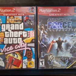 PS2 GTA Vice City & Star Wars The Force Unelasehd Lot