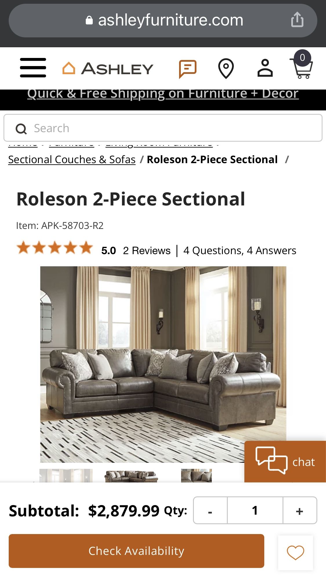Ashley furniture Roleson 2-piece sectional