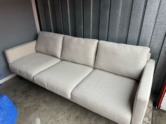 3-Seat Light Gray Fabric Sofa